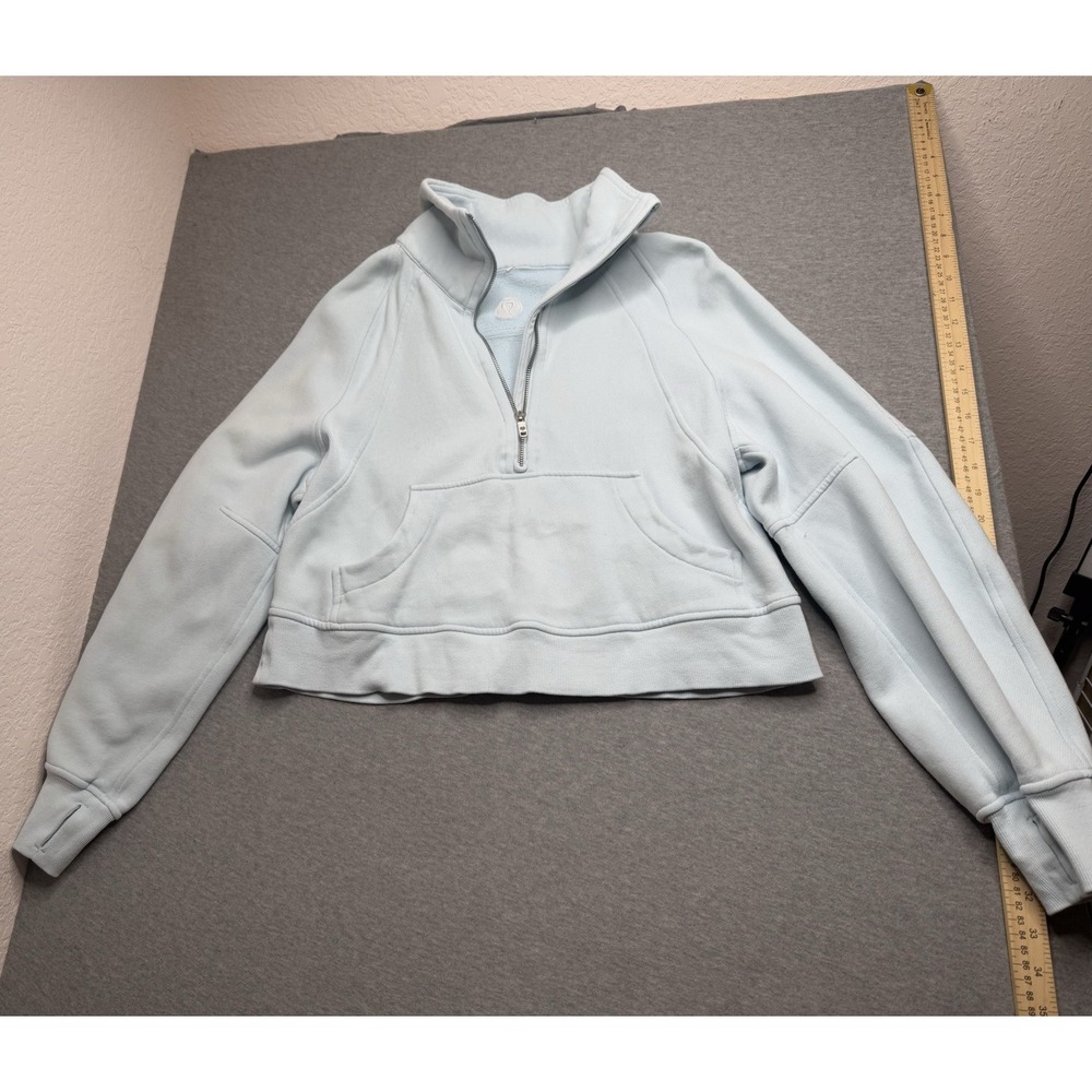 Lululemon Sweatshirt Womens Scuba Funnel Neck 1/2 Zip Blue Thumbholes Jogging